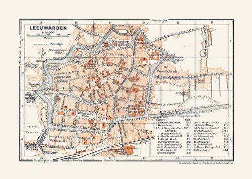 Europe Leeuwarden Netherlands - Baedeker 1910 Poster Print by Baedeker Baedeker # ITNE0022