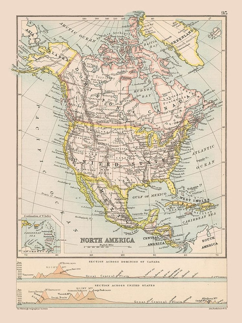 North America United States Mexico Canada Poster Print by Bartholomew Bartholomew # ITNA0051