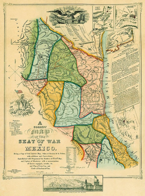 Seat of War Mexico - Disturnell 1847 Poster Print by Disturnell Disturnell # ITMX0003