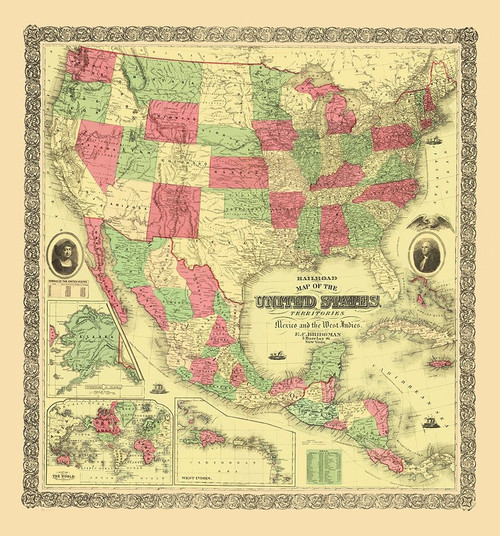 United States, Territories, Mexico, Caribbean 1872 Poster Print by Bridgman Bridgman # ITNA0037