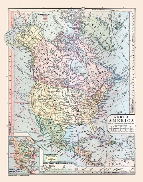North America United States Mexico Canada Poster Print by Monteith Monteith # ITNA0063