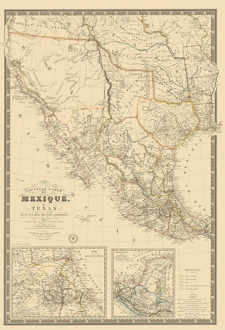 Southwest United States Mexico - Brue 1840 Poster Print by Brue Brue # ITME0021