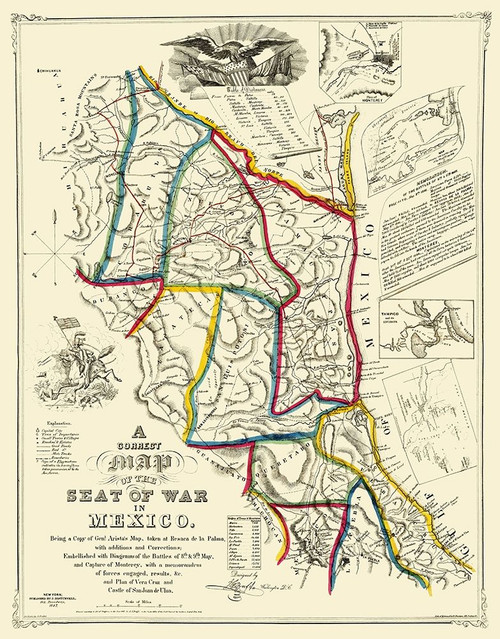 Mexico Mexican American War - Disturnell 1847 Poster Print by DISTURNELL DISTURNELL # ITME0006
