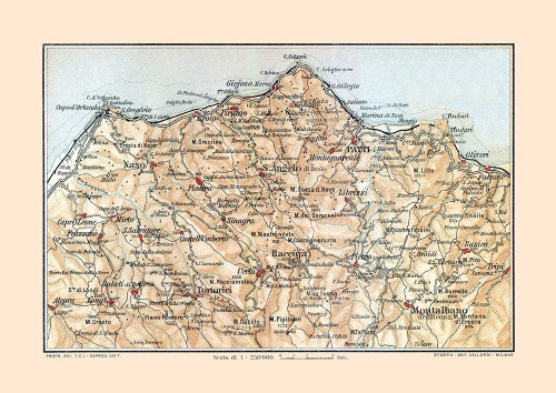 Northeastern Sicily Italy - Baedeker 1880 Poster Print by Baedeker Baedeker # ITIT0168