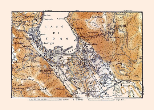 Lake Como Italy - Baedeker 1921 Poster Print by Baedeker Baedeker # ITIT0118