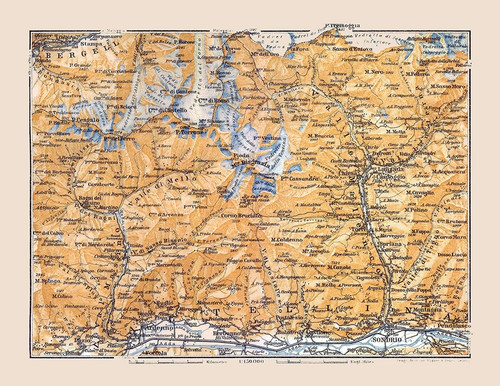 Valtellina North Italy Region - Baedeker 1921 Poster Print by Baedeker Baedeker # ITIT0114