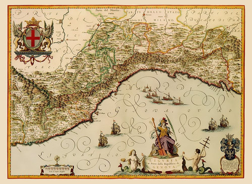 Liguria Region Italy - Blaeu 1640 Poster Print by Blaeu Blaeu # ITLI0008