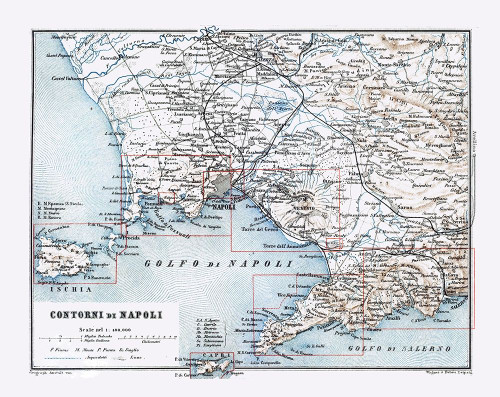 Naples Italy - Baedeker 1880 Poster Print by Baedeker Baedeker # ITIT0132