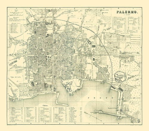 Palermo Italy - Baedeker 1880 Poster Print by Baedeker Baedeker # ITIT0139