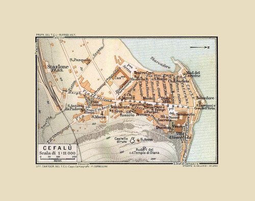Cefalu Sicily Italy - Baedeker 1880 Poster Print by Baedeker Baedeker # ITIT0150