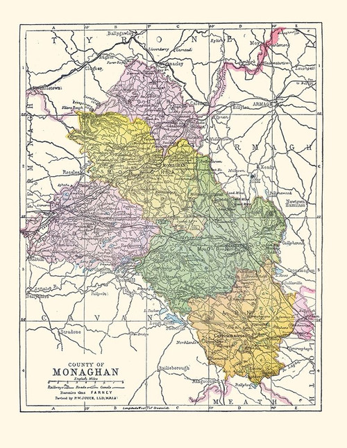 Monaghan County Ireland - Bartholomew 1882 Poster Print by Bartholomew Bartholomew # ITIR0030