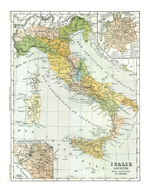 Ancient Italy - Cortambert 1880 Poster Print by Cortambert Cortambert # ITIT0030