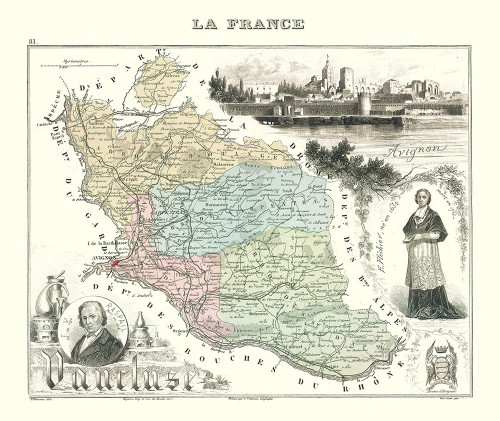 Vaucluse Department France - Migeon 1869 Poster Print by Migeon Migeon # ITFR0096