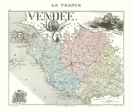 Vendee Department France - Migeon 1869 Poster Print by Migeon Migeon # ITFR0097