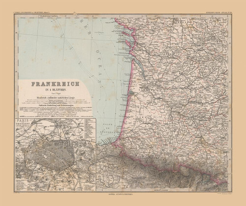 Southwestern France - Stieler 1885 Poster Print by Stieler Stieler # ITFR0144