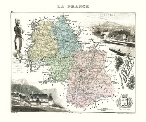 Isere Region France - Migeon 1869 Poster Print by Migeon Migeon # ITFR0065