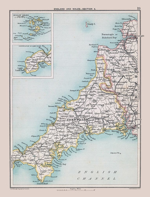 South West England Wales - Bartholomew 1892 Poster Print by Bartholomew Bartholomew # ITEW0003