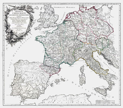 Charlemagne Empire Europe - Vaugondy 1757 Poster Print by Vaugondy Vaugondy # ITEU0166