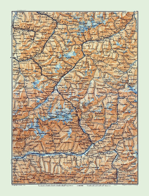 Europe Ber Engadin Region Switzerland Italy Poster Print by Baedeker Baedeker # ITEU0155
