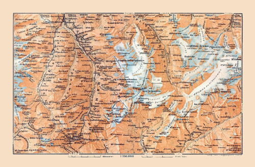Europe Val d Entremont Switzerland Italy Poster Print by Baedeker Baedeker # ITEU0158