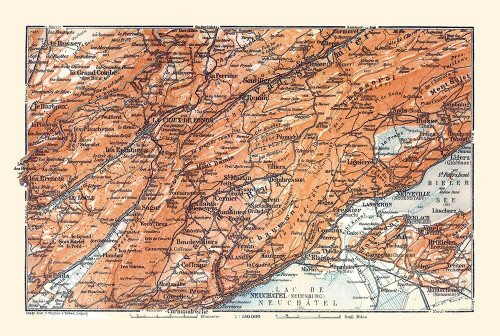 Europe Val de Ruz Region France Switzerland Poster Print by Baedeker Baedeker # ITEU0160