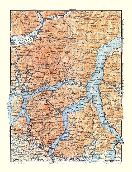 Europe Lake Como Switzerland Italy - Baedeker 1921 Poster Print by Baedeker Baedeker # ITEU0154