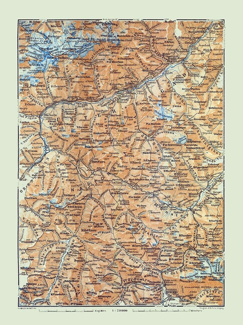 Europe Unter Engadin Switzerland Italy Poster Print by Baedeker Baedeker # ITEU0152