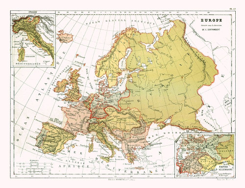 Political Europe - Cortambert 1880 Poster Print by Cortambert Cortambert # ITEU0087