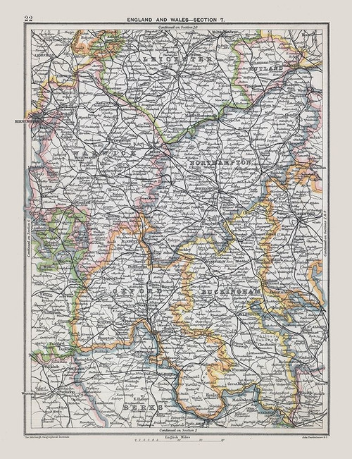 Southeast England - Bartholomew 1892 Poster Print by Bartholomew Bartholomew # ITEN0130