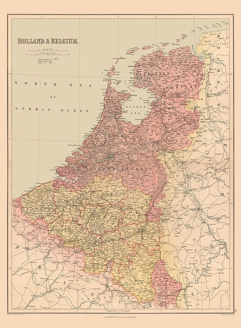 Holland Belgium Europe - Black 1867 Poster Print by Black Black # ITEU0047