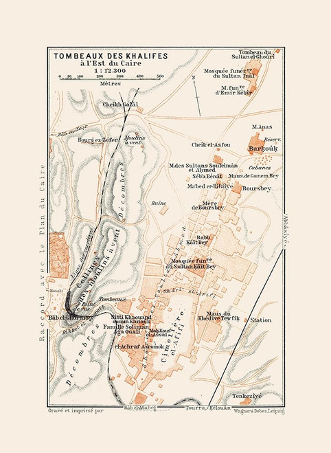 Africa Tombs of the Kalifs Egypt - Baedeker 1913 Poster Print by Baedeker Baedeker # ITEG0031