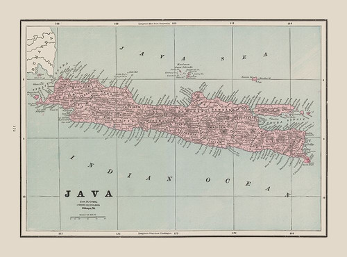 Java Indonesia Asia - Cram 1892 Poster Print by Cram Cram # ITIN0034