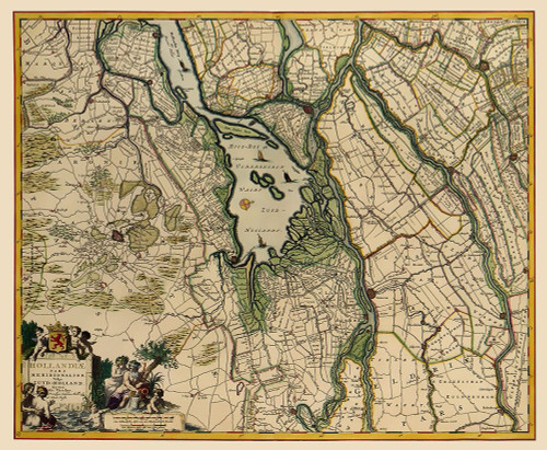 Southern Holland Netherlands - Visscher 1680 Poster Print by Visscher Visscher # ITHO0007