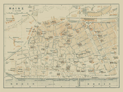 Mainz Germany - Baedeker 1914 Poster Print by Baedeker Baedeker # ITGE0152