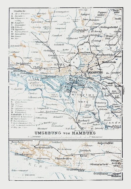 Hamburg Surroundings Germany - Baedeker 1914 Poster Print by Baedeker Baedeker # ITGE0170