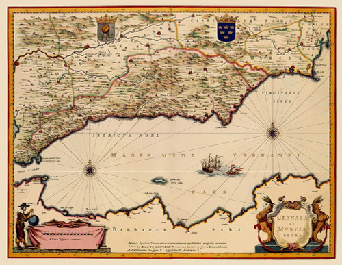 Iberian Peninsula Granada Murcia Spain - Blaeu Poster Print by Blaeu Blaeu # ITGR0010