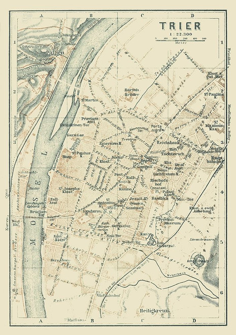 Trier Germany - Baedeker 1914 Poster Print by Baedeker Baedeker # ITGE0168