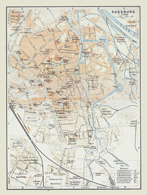 Augsburg Germany - Baedeker 1914 Poster Print by Baedeker Baedeker # ITGE0099