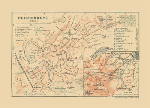 Reichenberg Germany - Baedeker 1910 Poster Print by Baedeker Baedeker # ITGE0091