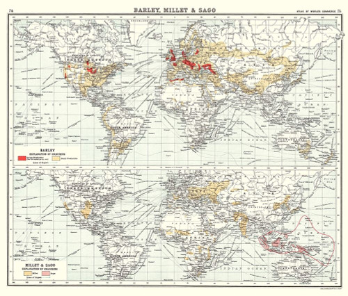 Global Barley Millet Sago - Bartholomew 1907 Poster Print by Bartholomew Bartholomew # ITGL0002