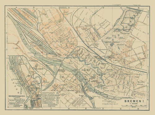 Bremen Bremerhaven Germany - Baedeker 1914 Poster Print by Baedeker Baedeker # ITGE0106