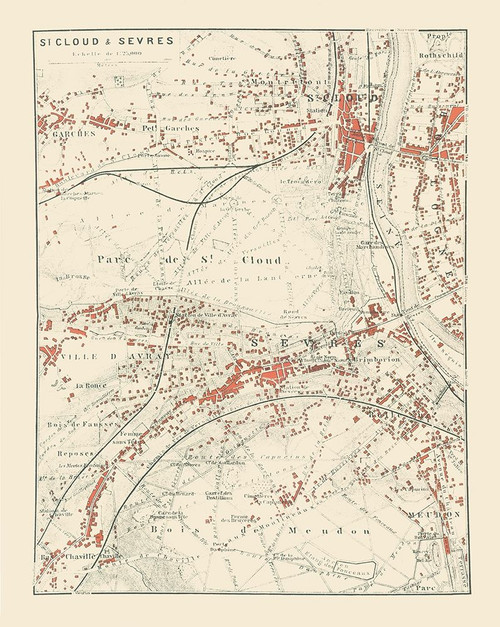 Saint Cloud Sevres Paris France - Baedeker 1911 Poster Print by Baedeker Baedeker # ITFR0249