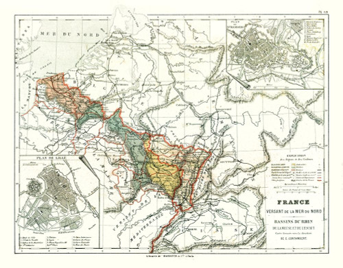 Basins of Rhine North Sea France - Cortambert 1880 Poster Print by Cortambert Cortambert # ITFR0196