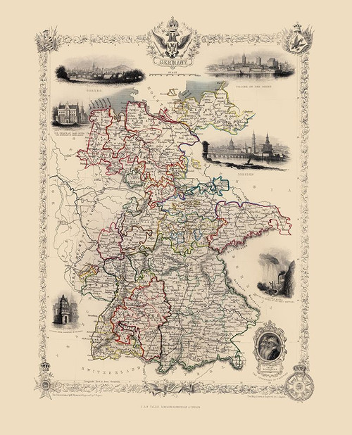 Germany - Tallis 1851 Poster Print by Tallis Tallis # ITGE0025