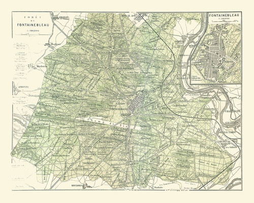 Fontainebleau Paris France - Baedeker 1911 Poster Print by Baedeker Baedeker # ITFR0238