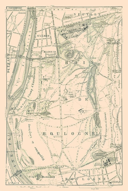 Bois de Boulogne Paris France - Baedeker 1911 Poster Print by Baedeker Baedeker # ITFR0233