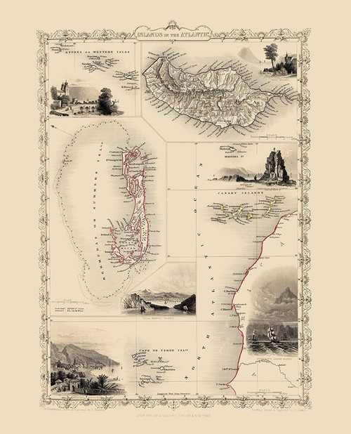 Atlantic Islands - Tallis 1851 Poster Print by Tallis Tallis # ITAT0004