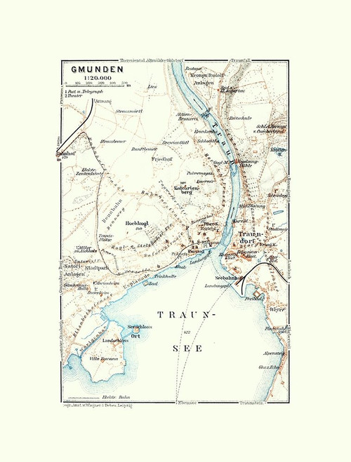 Gmunden Austria - Baedeker 1910 Poster Print by Baedeker Baedeker # ITAU0075