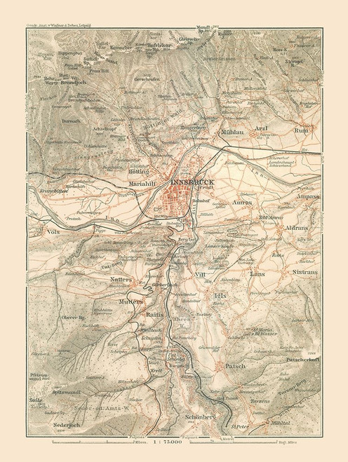 Innsbruck Region Austria - Baedeker 1910 Poster Print by Baedeker Baedeker # ITAU0080