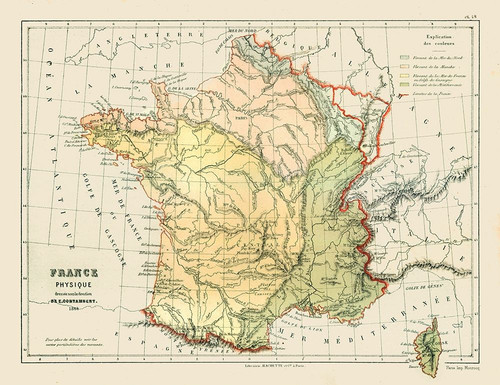 Physical France - Cortambert 1880 Poster Print by Cortambert Cortambert # ITFR0188